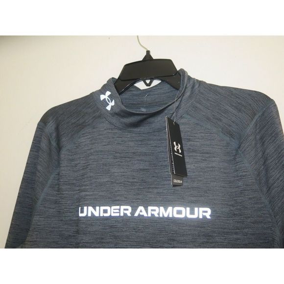 Under Armour 1366069 Men Sz XL Heather Grey ColdGear Fitted Twist Mock Neck Top - Picture 4 of 5